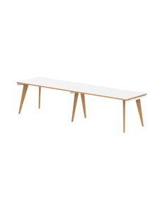 Dynamic Oslo 1400mm Single Row 2 Person Office Bench Desk White Top Natural Wood Edge White Frame OSL0120