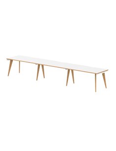 Dynamic Oslo 1400mm Single Row 3 Person Office Bench Desk White Top Natural Wood Edge White Frame OSL0121
