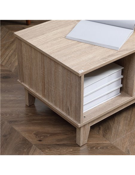 HOMCOM Coffee Table with Storage, Tea Table with Sliding Doors and Natural Woven Rattan for Living Room, Office, Study Room, Rec - pic 7334 | FastDaddyshop