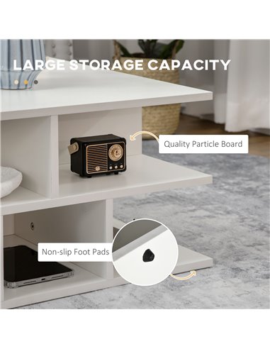 HOMCOM Square Coffee Tables for Living Room, Modern Cocktail Table with Multiple Storage Shelves, 70 x 70 x 36.5 cm, White