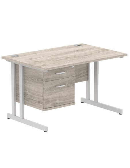 Dynamic Impulse 1200 x 800mm Straight Office Desk Grey Oak Top Cantilever 1 x 2 Drawer Fixed Pedestal I003436 - pic 73445 | FastDaddyshop