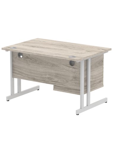 Dynamic Impulse 1200 x 800mm Straight Office Desk Grey Oak Top Cantilever 1 x 2 Drawer Fixed Pedestal I003436