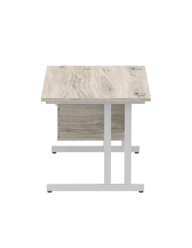 Dynamic Impulse 1200 x 800mm Straight Office Desk Grey Oak Top Cantilever 1 x 2 Drawer Fixed Pedestal I003436