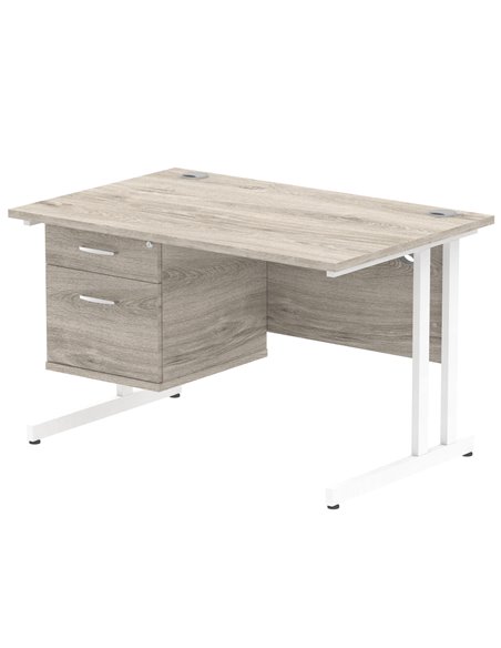 Dynamic Impulse 1200 x 800mm Straight Office Desk Grey Oak Top Cantilever 1 x 2 Drawer Fixed Pedestal I003446 - pic 73454 | FastDaddyshop