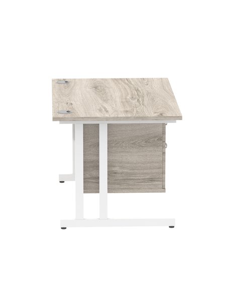 Dynamic Impulse 1200 x 800mm Straight Office Desk Grey Oak Top Cantilever 1 x 2 Drawer Fixed Pedestal I003446 - pic 73457 | FastDaddyshop