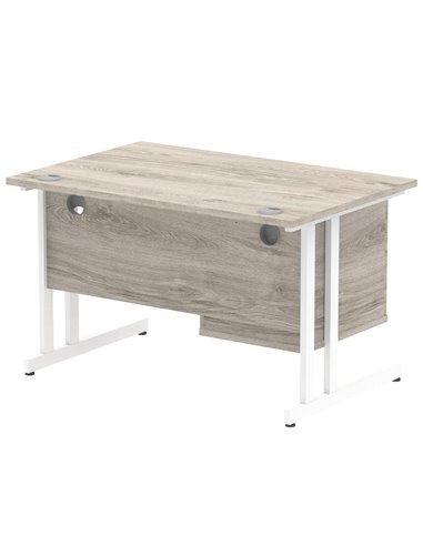 Dynamic Impulse 1200 x 800mm Straight Office Desk Grey Oak Top Cantilever 1 x 2 Drawer Fixed Pedestal I003446