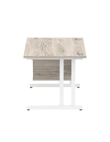 Dynamic Impulse 1200 x 800mm Straight Office Desk Grey Oak Top Cantilever 1 x 2 Drawer Fixed Pedestal I003446