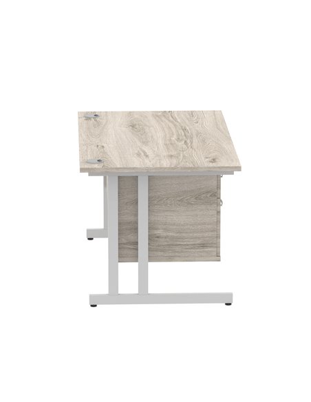 Dynamic Impulse 1400 x 800mm Straight Office Desk Grey Oak Top Cantilever 1 x 2 Drawer Fixed Pedestal I003461 - pic 73470 | FastDaddyshop