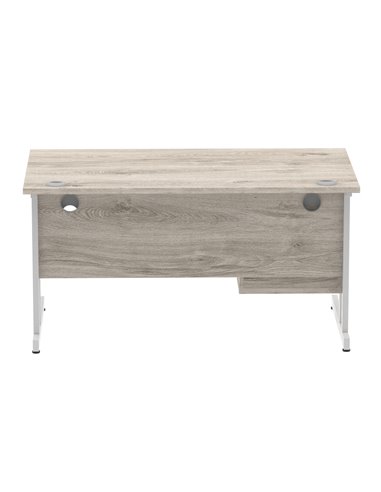 Dynamic Impulse 1400 x 800mm Straight Office Desk Grey Oak Top Cantilever 1 x 2 Drawer Fixed Pedestal I003461