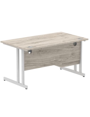Dynamic Impulse 1400 x 800mm Straight Office Desk Grey Oak Top Cantilever 1 x 2 Drawer Fixed Pedestal I003461
