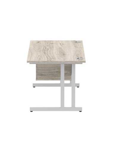 Dynamic Impulse 1400 x 800mm Straight Office Desk Grey Oak Top Cantilever 1 x 2 Drawer Fixed Pedestal I003461