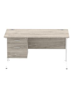Dynamic Impulse 1400 x 800mm Straight Office Desk Grey Oak Top Cantilever 1 x 2 Drawer Fixed Pedestal I003471 2