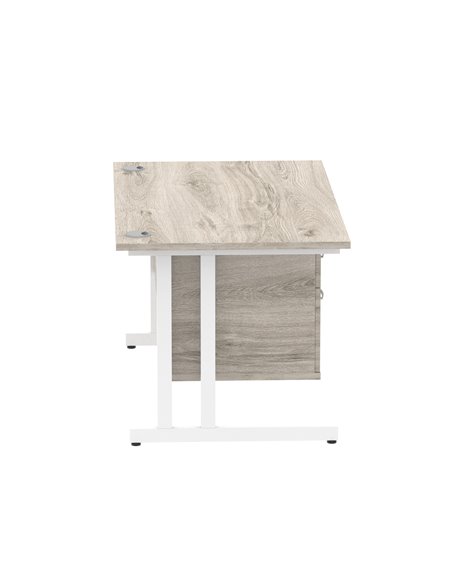 Dynamic Impulse 1400 x 800mm Straight Office Desk Grey Oak Top Cantilever 1 x 2 Drawer Fixed Pedestal I003471 - pic 73481 | FastDaddyshop