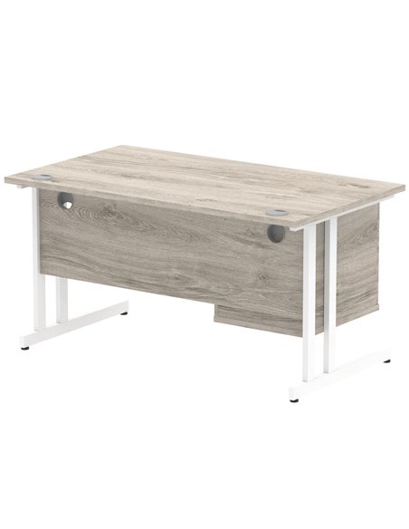 Dynamic Impulse 1400 x 800mm Straight Office Desk Grey Oak Top Cantilever 1 x 2 Drawer Fixed Pedestal I003471 - pic 73482 | FastDaddyshop