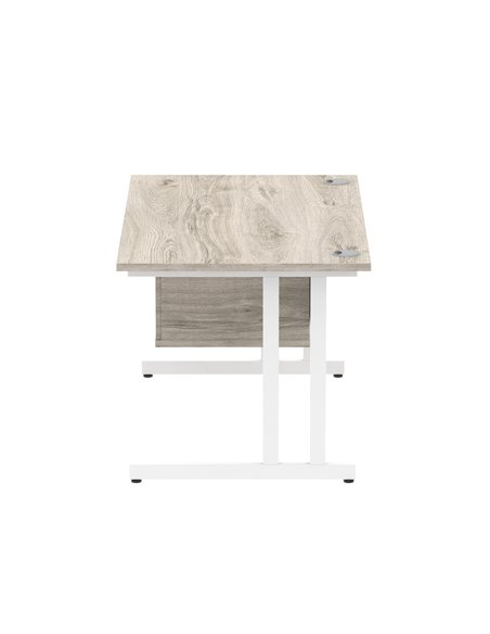 Dynamic Impulse 1400 x 800mm Straight Office Desk Grey Oak Top Cantilever 1 x 2 Drawer Fixed Pedestal I003471 - pic 73485 | FastDaddyshop