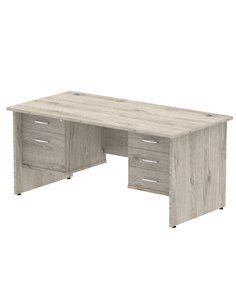 Dynamic Impulse 1600 x 800mm Straight Office Desk Grey Oak Top Panel End 1 x 2 Drawer 1 x 3 Drawer Fixed Pedestal I003475