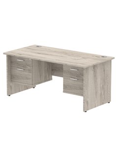 Dynamic Impulse 1600 x 800mm Straight Office Desk Grey Oak Top Panel End 2 x 2 Drawer Fixed Pedestal I003478