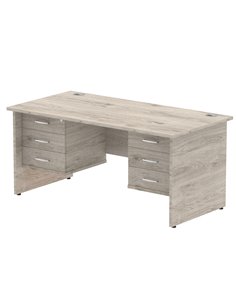 Dynamic Impulse 1600 x 800mm Straight Office Desk Grey Oak Top Panel End 2 x 3 Drawer Fixed Pedestal I003479