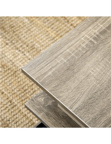 HOMCOM Square Coffee Tables for Living Room, Modern Cocktail Table with Multiple Storage Shelves, 70 x 70 x 36.5 cm, Grey - pic 7350 | FastDaddyshop