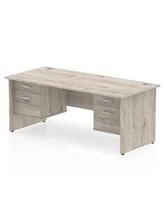 Dynamic Impulse 1800 x 800mm Straight Office Desk Grey Oak Top Panel End 1 x 2 Drawer 1 x 3 Drawer Fixed Pedestal I003500