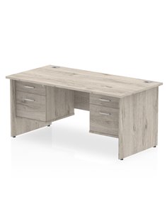Dynamic Impulse 1800 x 800mm Straight Office Desk Grey Oak Top Panel End 2 x 2 Drawer Fixed Pedestal I003503