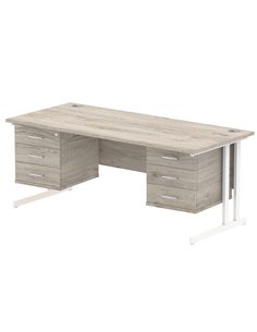 Dynamic Impulse 1800 x 800mm Straight Office Desk Grey Oak Top Cantilever 2 x 3 Drawer Fixed Pedestal I003524