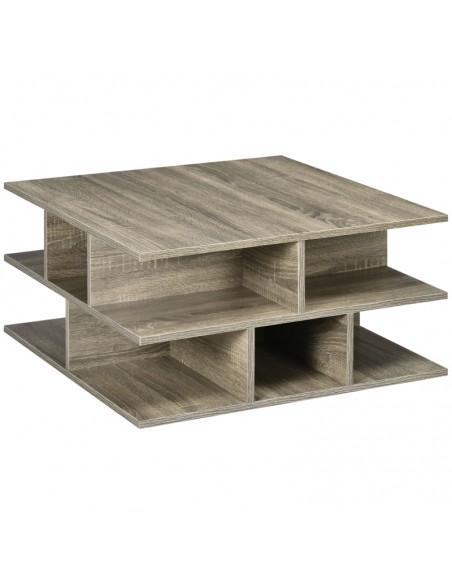 Homcom Square Coffee Table with Multiple Storage Shelves, Grey - pic 7354 | FastDaddyshop