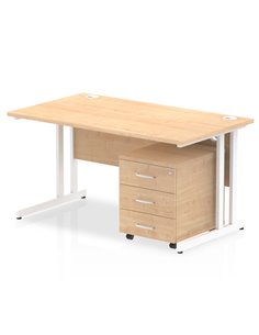 Dynamic Impulse 1400 x 800mm Straight Office Desk Maple Top Cantilever 3 Drawer Mobile Pedestal I003889