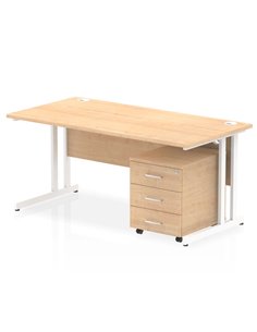Dynamic Impulse 1600 x 800mm Straight Office Desk Maple Top Cantilever 3 Drawer Mobile Pedestal I003894