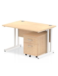Dynamic Impulse 1200 x 800mm Straight Office Desk Maple Top Cantilever 2 Drawer Mobile Pedestal I003902
