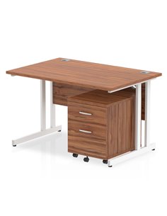 Dynamic Impulse 1200 x 800mm Straight Office Desk Walnut Top Cantilever 2 Drawer Mobile Pedestal I003906