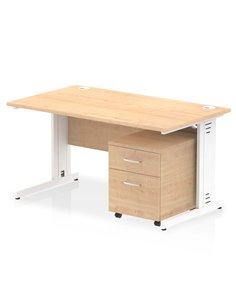 Dynamic Impulse 1400 x 800mm Straight Office Desk Maple Top Cable Managed 2 Drawer Mobile Pedestal I003910