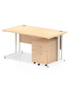 Dynamic Impulse 1400 x 800mm Straight Office Desk Maple Top Cantilever 2 Drawer Mobile Pedestal I003911