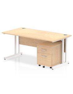 Dynamic Impulse 1600 x 800mm Straight Office Desk Maple Top Cantilever 2 Drawer Mobile Pedestal I003920