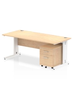 Dynamic Impulse 1800 x 800mm Straight Office Desk Maple Top Cable Managed 2 Drawer Mobile Pedestal I003928