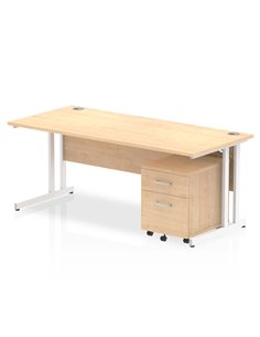 Dynamic Impulse 1800 x 800mm Straight Office Desk Maple Top Cantilever 2 Drawer Mobile Pedestal I003929