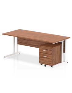 Dynamic Impulse 1800 x 800mm Straight Office Desk Walnut Top Cantilever 2 Drawer Mobile Pedestal I003933