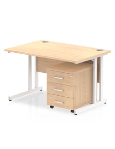 Dynamic Impulse 1200 x 800mm Straight Office Desk Maple Top Cantilever 3 Drawer Mobile Pedestal I003938