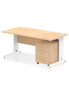 Dynamic Impulse 1600 x 800mm Straight Office Desk Maple Top Cable Managed 3 Drawer Mobile Pedestal I003950