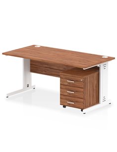 Dynamic Impulse 1600 x 800mm Straight Office Desk Walnut Top Cable Managed 3 Drawer Mobile Pedestal I003952