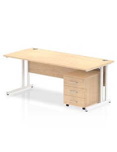 Dynamic Impulse 1800 x 800mm Straight Office Desk Maple Top Cantilever 3 Drawer Mobile Pedestal I003957