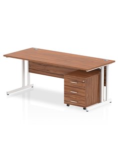 Dynamic Impulse 1800 x 800mm Straight Office Desk Walnut Top Cantilever 3 Drawer Mobile Pedestal I003961