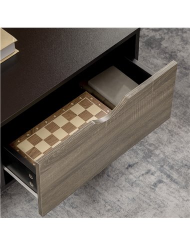 HOMCOM Coffee Table, Modern Tea Table with Open Storage Shelves, Two Drawers and Solid Wood Legs, Coffee Tables for Living Room,