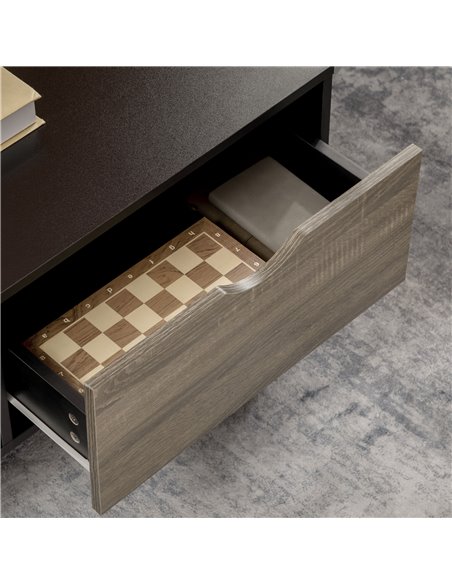 HOMCOM Coffee Table, Modern Tea Table with Open Storage Shelves, Two Drawers and Solid Wood Legs, Coffee Tables for Living Room, - pic 7362 | FastDaddyshop