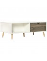 Homcom Coffee Table with Open Storage Shelves, Two Drawers and Solid Wood Legs, White