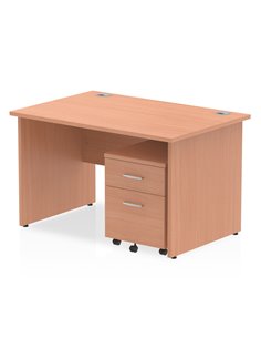 Dynamic Impulse 1200 x 800mm Straight Office Desk Beech Top Panel End 2 Drawer Mobile Pedestal MI000910