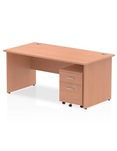 Dynamic Impulse 1600 x 800mm Straight Office Desk Beech Top Panel End 2 Drawer Mobile Pedestal MI000912
