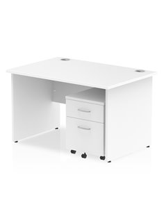 Dynamic Impulse 1200 x 800mm Straight Office Desk White Top Panel End 2 Drawer Mobile Pedestal MI000914