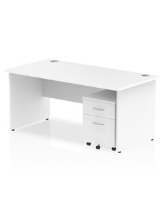 Dynamic Impulse 1600 x 800mm Straight Office Desk White Top Panel End 2 Drawer Mobile Pedestal MI000916