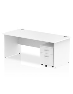 Dynamic Impulse 1800 x 800mm Straight Office Desk White Top Panel End 2 Drawer Mobile Pedestal MI000917